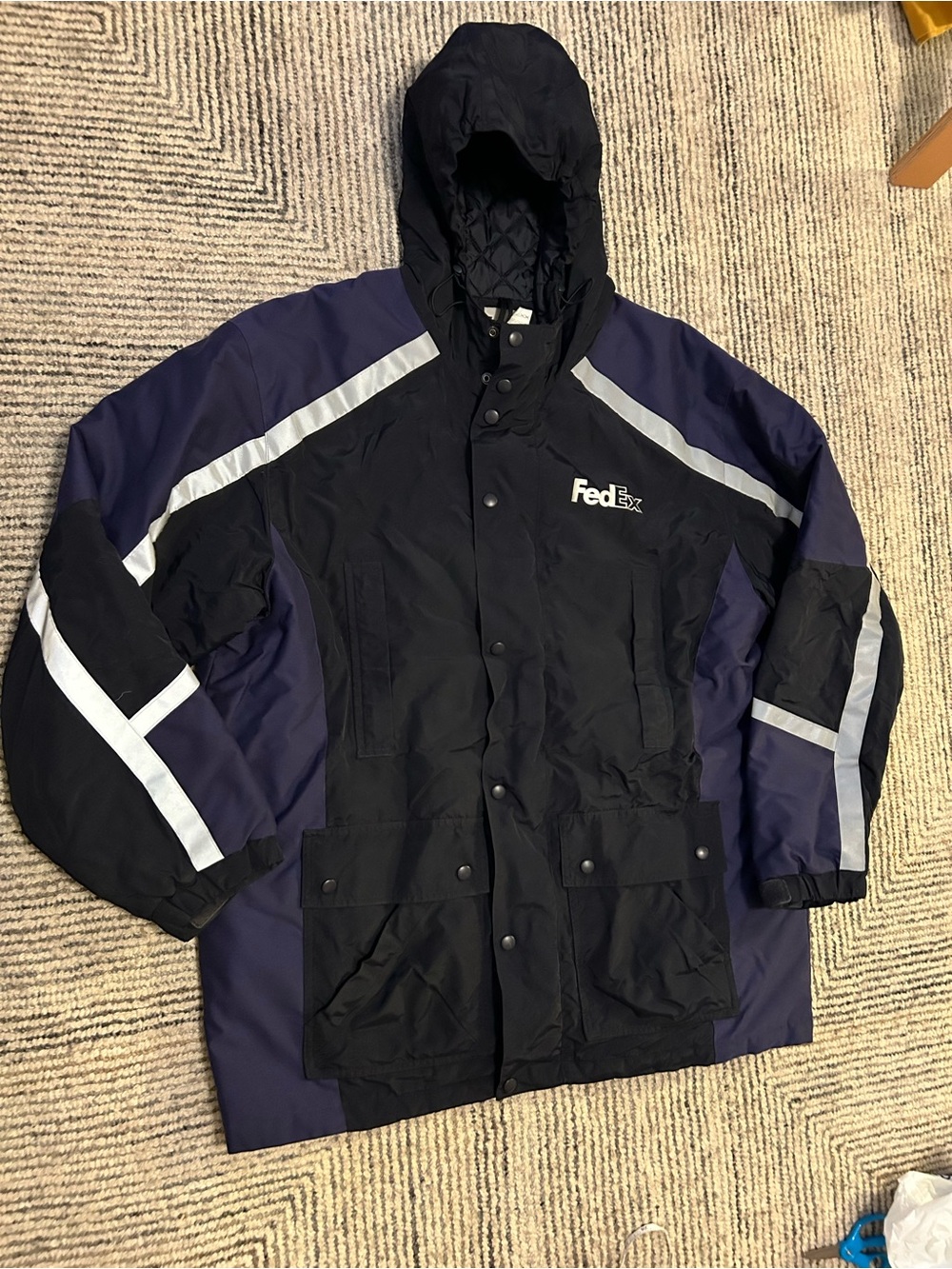 FedEx Stan Herman Size XL Parka PrimaLoft Insulated Full-Zip Hooded Reflective